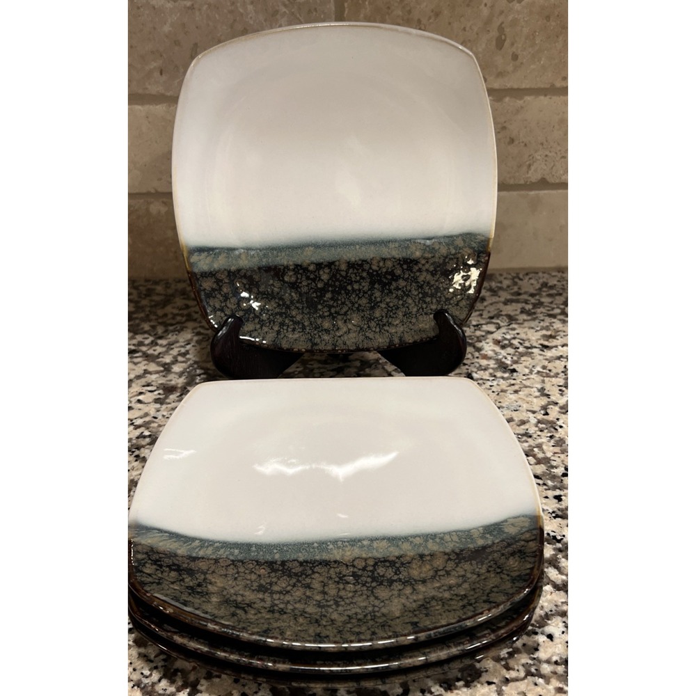 Set Of 4 SANGO METALLICS BLACK 8" Bread Salad 4765 PLATES Nice!